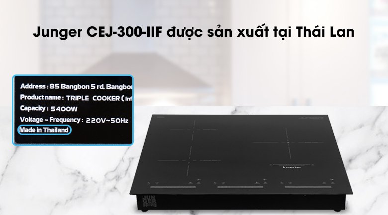 bếp từ hồng ngoại 3 vùng nấu âm junger cej-300-iif 5400w