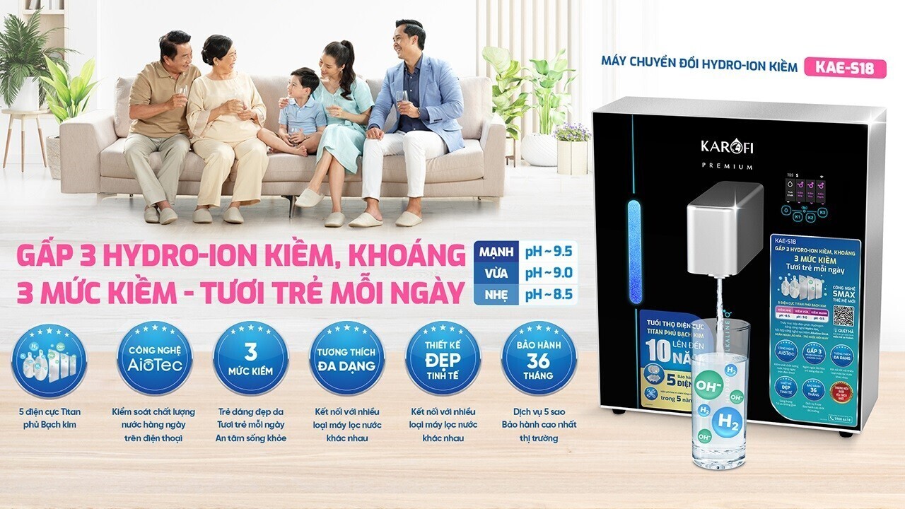 máy chuyển đổi hydro-ion kiềm karofi kae-s18