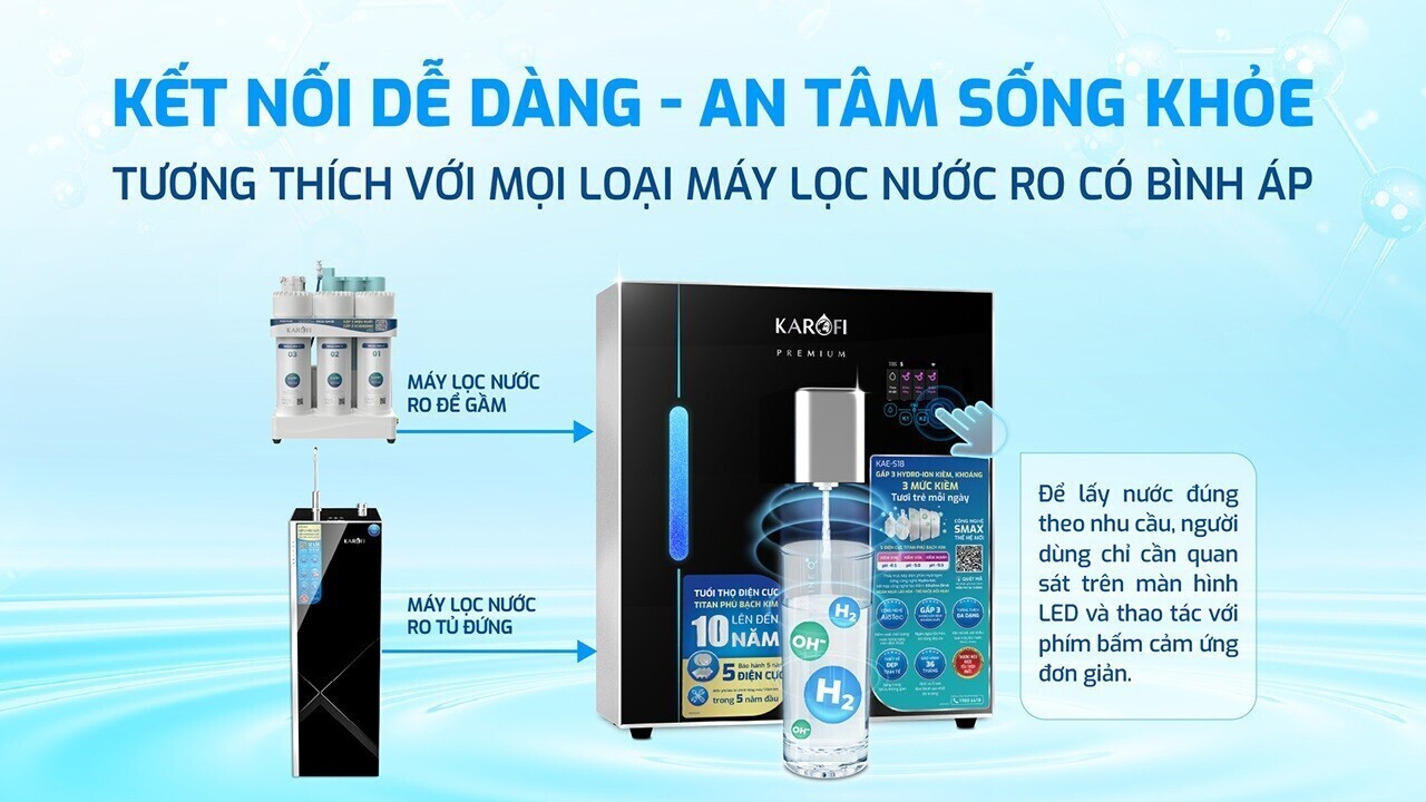 máy chuyển đổi hydro-ion kiềm karofi kae-s18