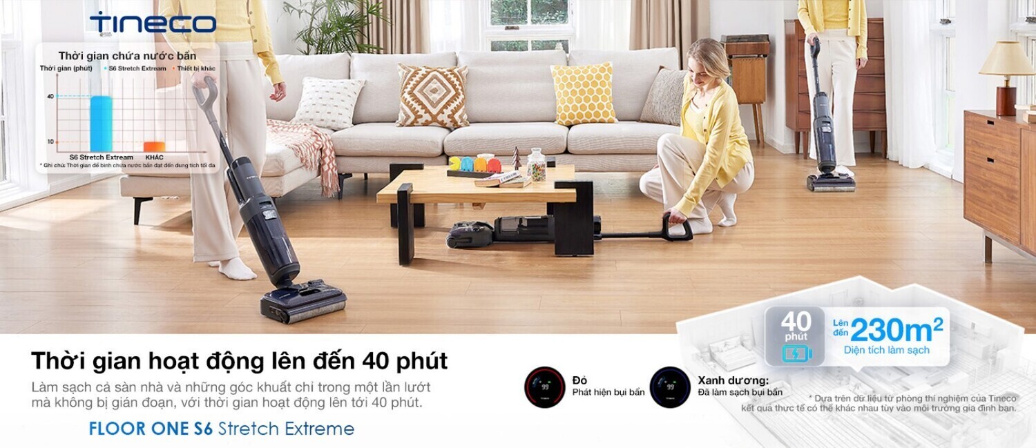 máy hút bụi lau nhà tineco floor one s6 stretch extreme
