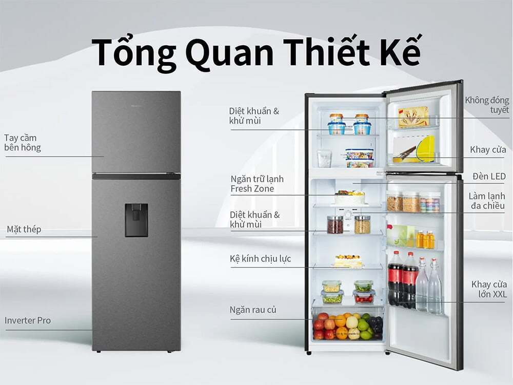 tủ lạnh hisense inverter 324 lít rt469n4ebnd