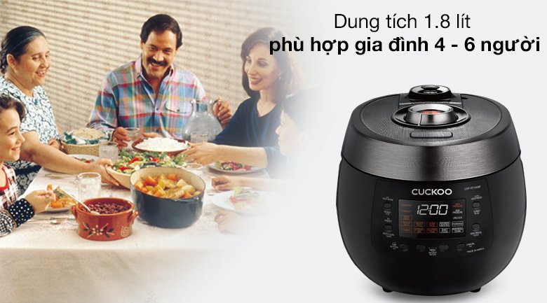 nồi cơm điện tử áp suất cuckoo 1.8 lít crp-rt1008f/bktsvncv