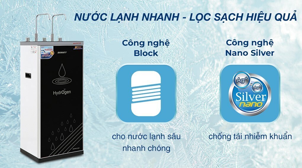 máy lọc nước ro nóng nguội lạnh sanaky inverter vh202hy3 11 lõi