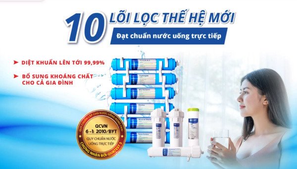 máy lọc nước nóng lạnh inverter sanaky vh-6210vd3 10 lõi