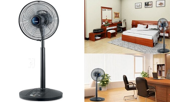 quạt lửng mitsubishi r12-hra-bk-đen - điều khiển