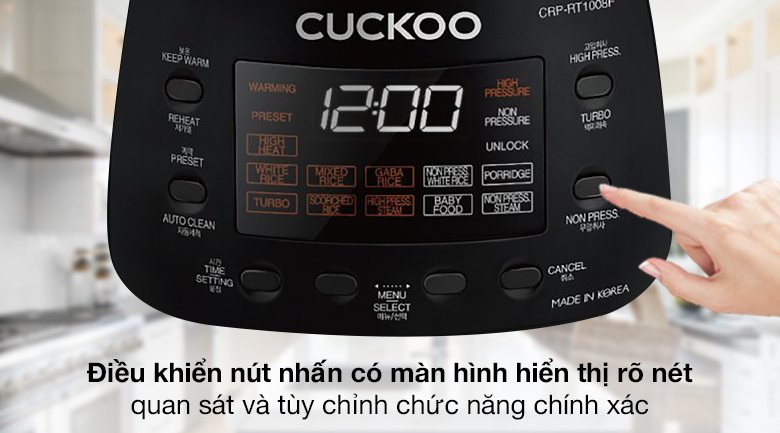 nồi cơm điện tử áp suất cuckoo 1.8 lít crp-rt1008f/bktsvncv