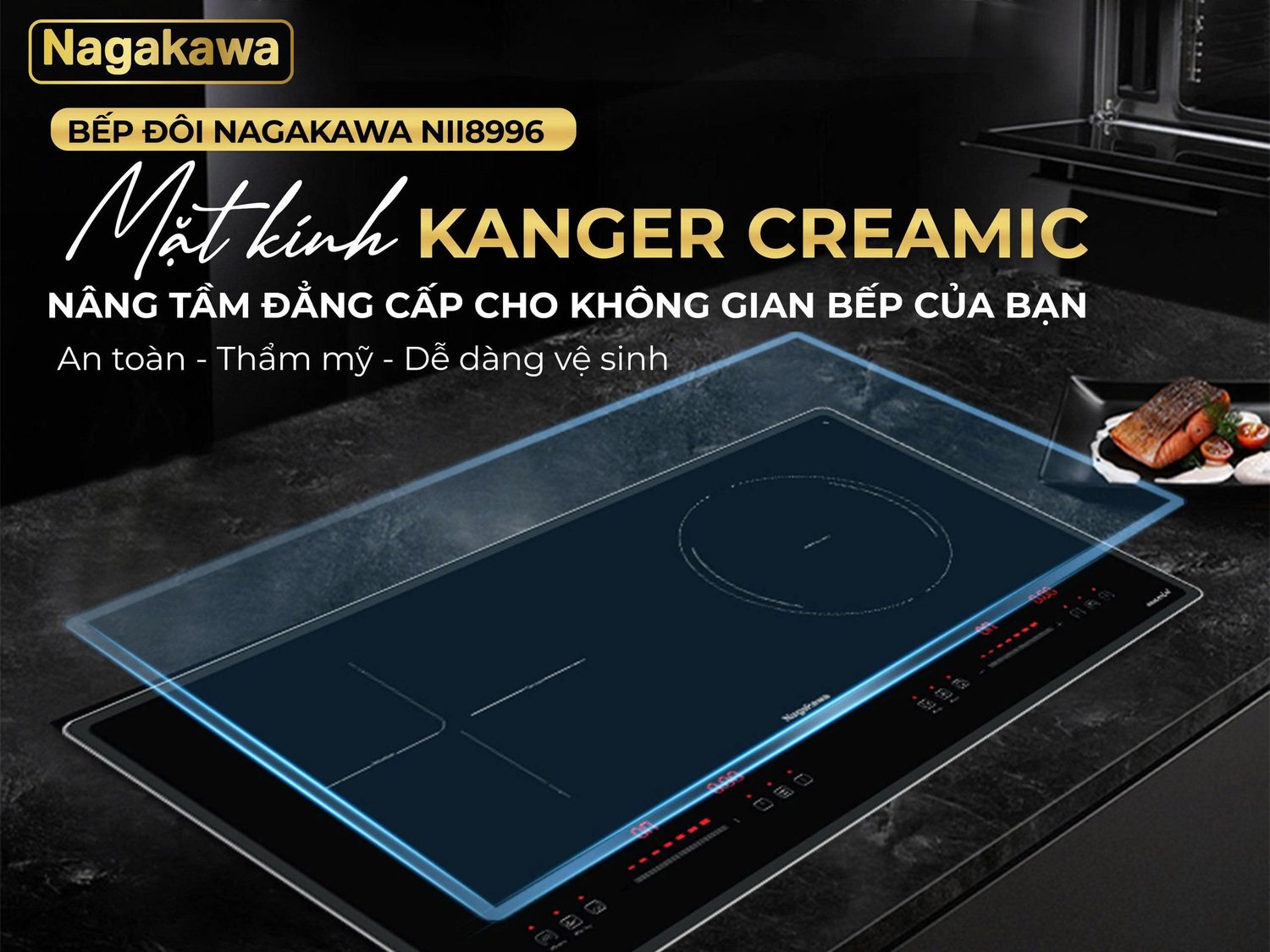 bếp đôi 1 điện từ 1 hồng ngoại nagakawa nii8996