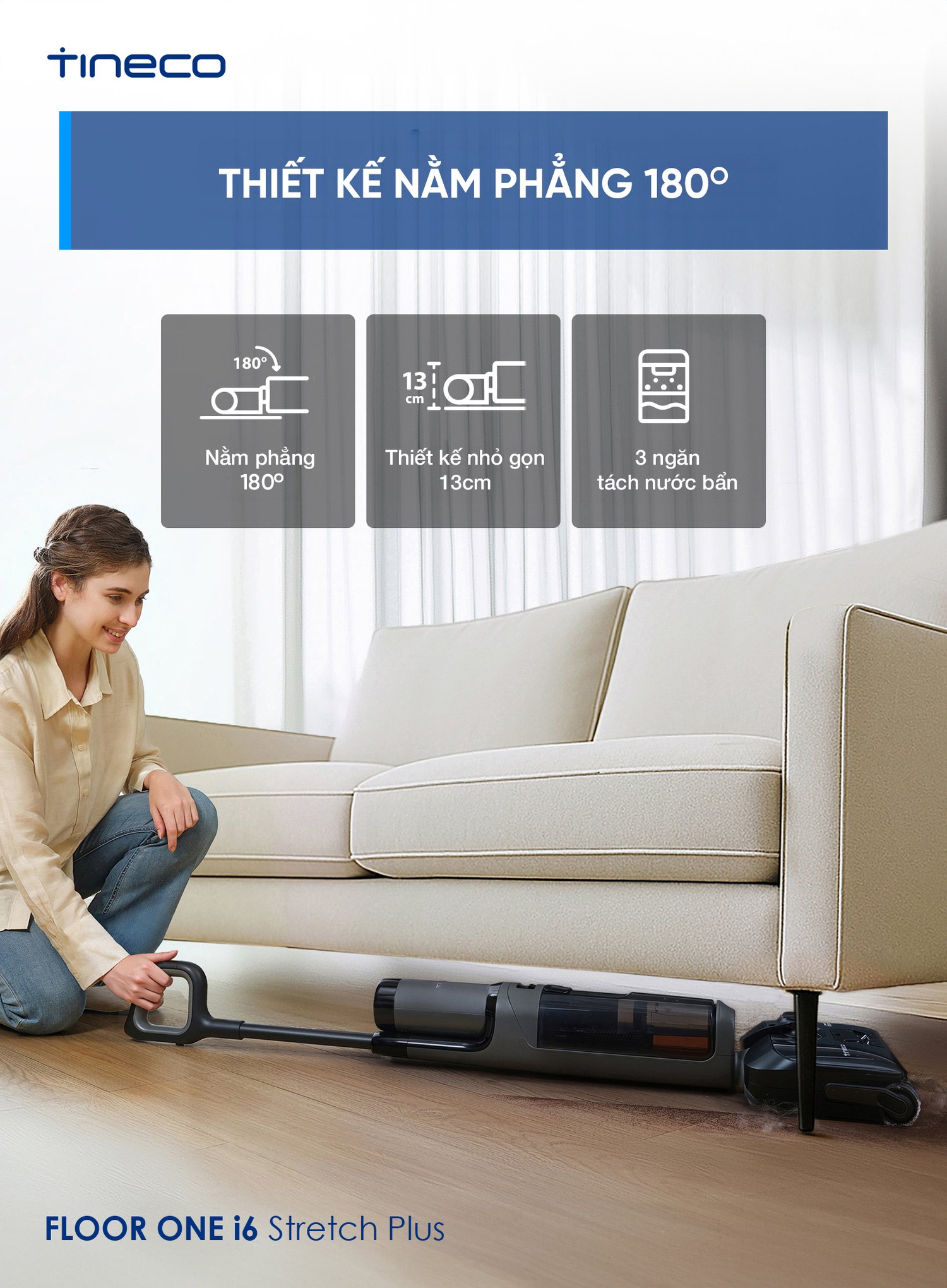 máy lau sàn hút bụi tineco floor one i6 stretch plus