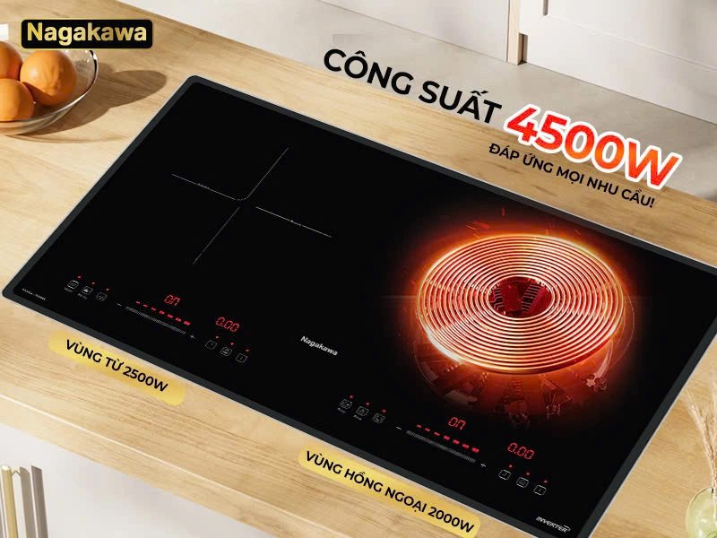 bếp đôi 1 điện từ 1 hồng ngoại nagakawa nii8996