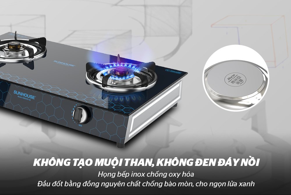bếp gas dương kính sunhouse shb3065-sg