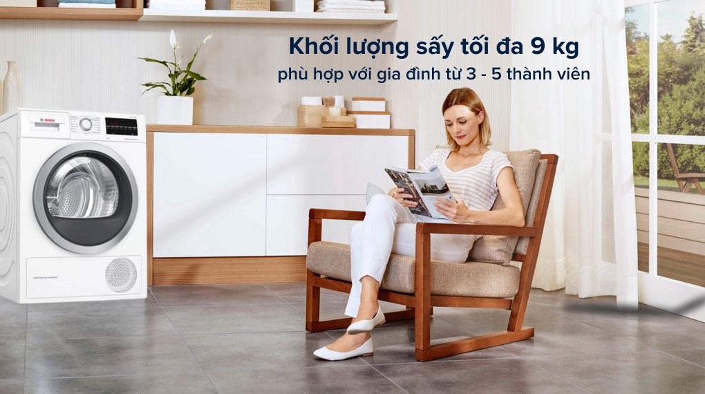 máy sấy bơm nhiệt bosch 9 kg wqg24200sg