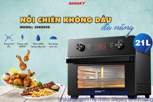 nồi chiên nướng không dầu sanaky vh-2088s2d