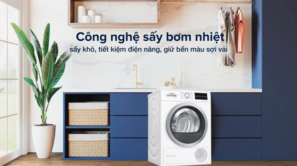 máy sấy bơm nhiệt bosch 9 kg wqg24200sg