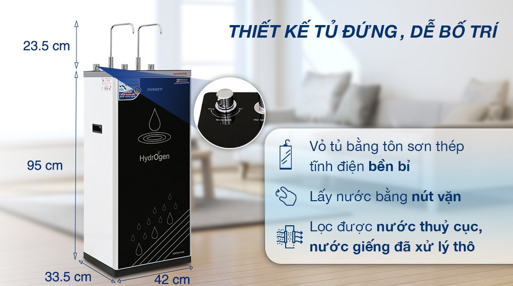 máy lọc nước ro nóng nguội lạnh sanaky inverter vh202hy3 11 lõi