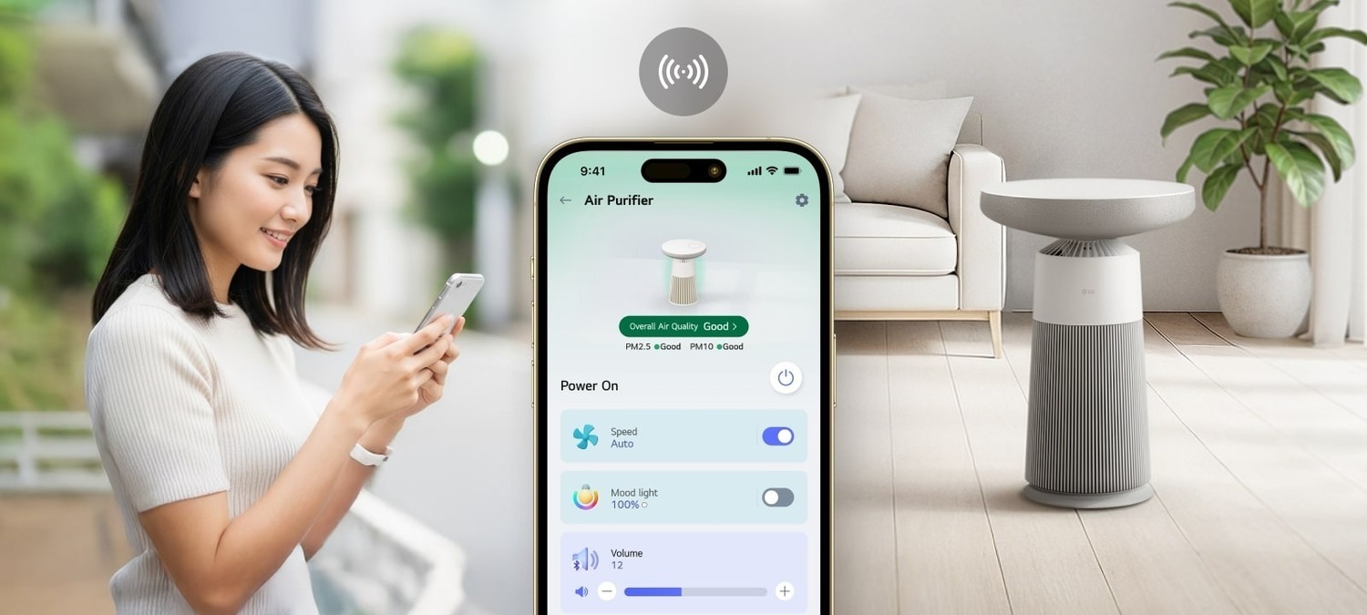 máy lọc không khí kết hợp loa lg puricare aero speaker as20gshu0 46w