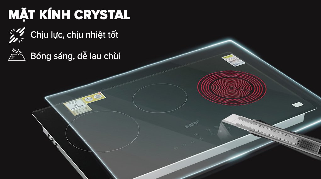 bếp từ hồng ngoại 3 vùng nấu âm kaff kf-ic3801 6000w