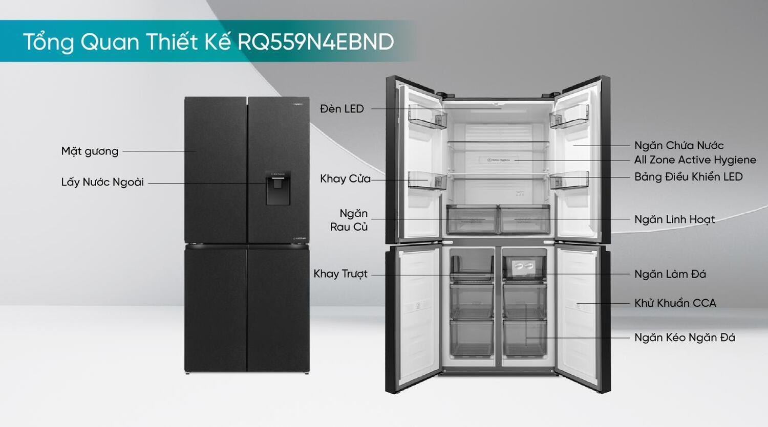 tủ lạnh hisense inverter 427 lít rq559n4ebnd