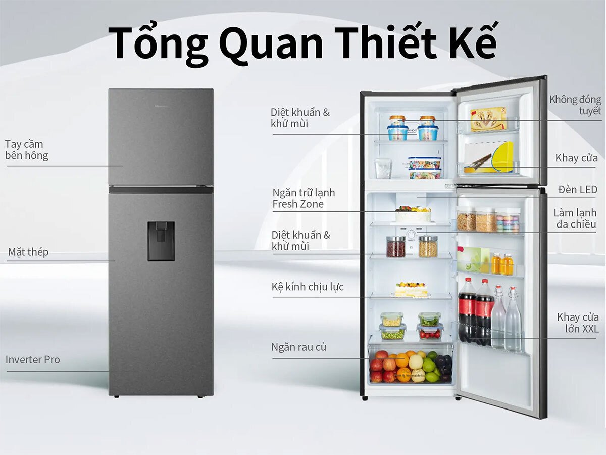 tủ lạnh hisense inverter 249 lít rt328n4ebnd