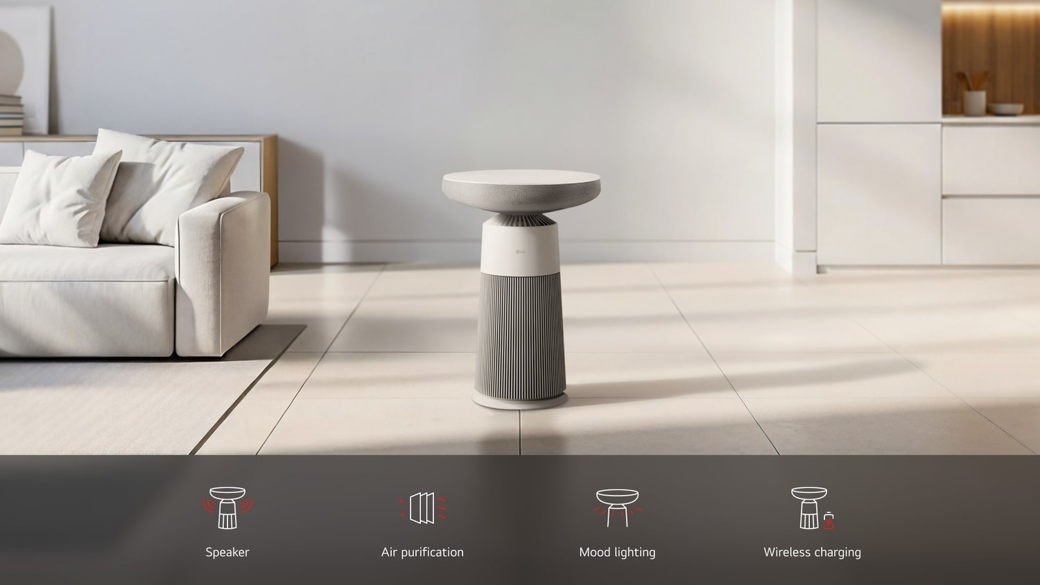 máy lọc không khí kết hợp loa lg puricare aero speaker as20gshu0 46w