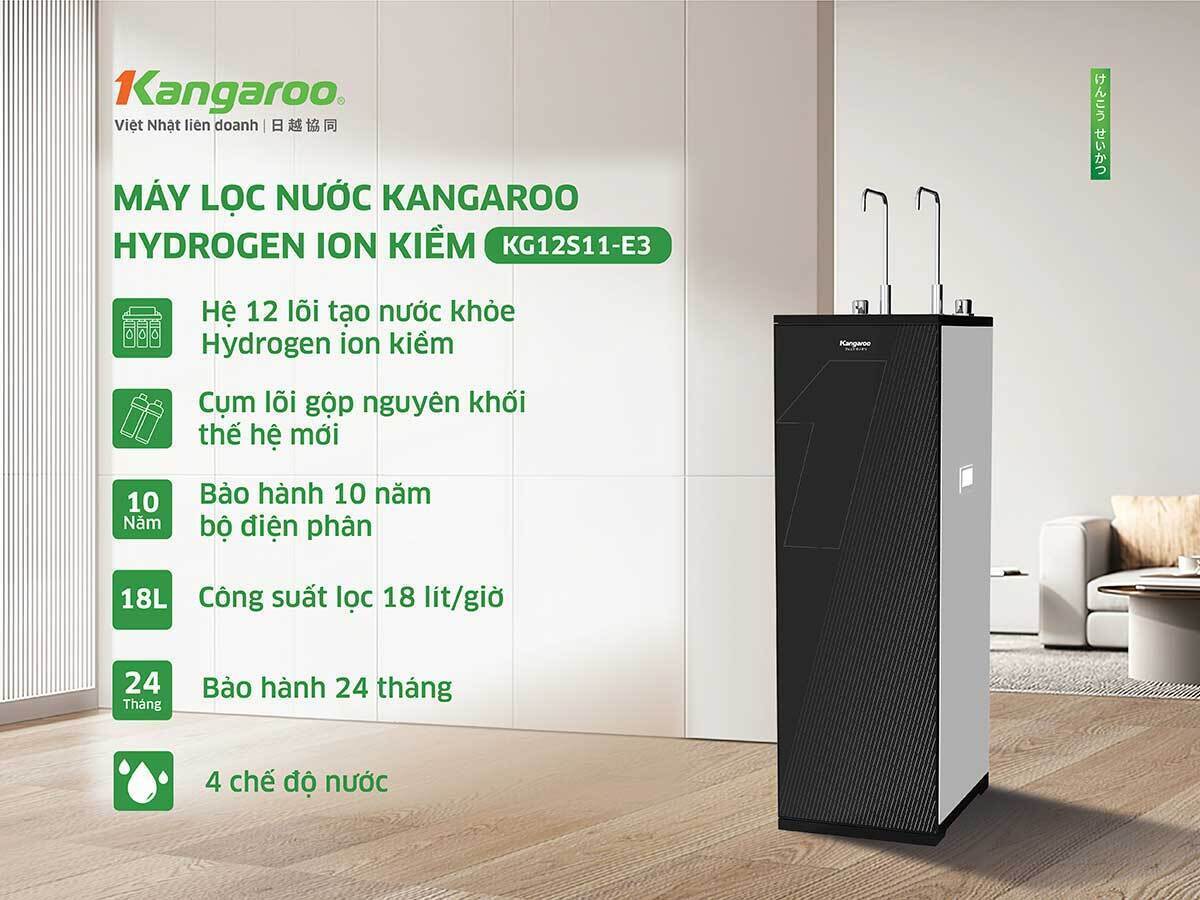 máy lọc nước kangaroo hydrogen ion kiềm nóng lạnh kg12s11-e3
