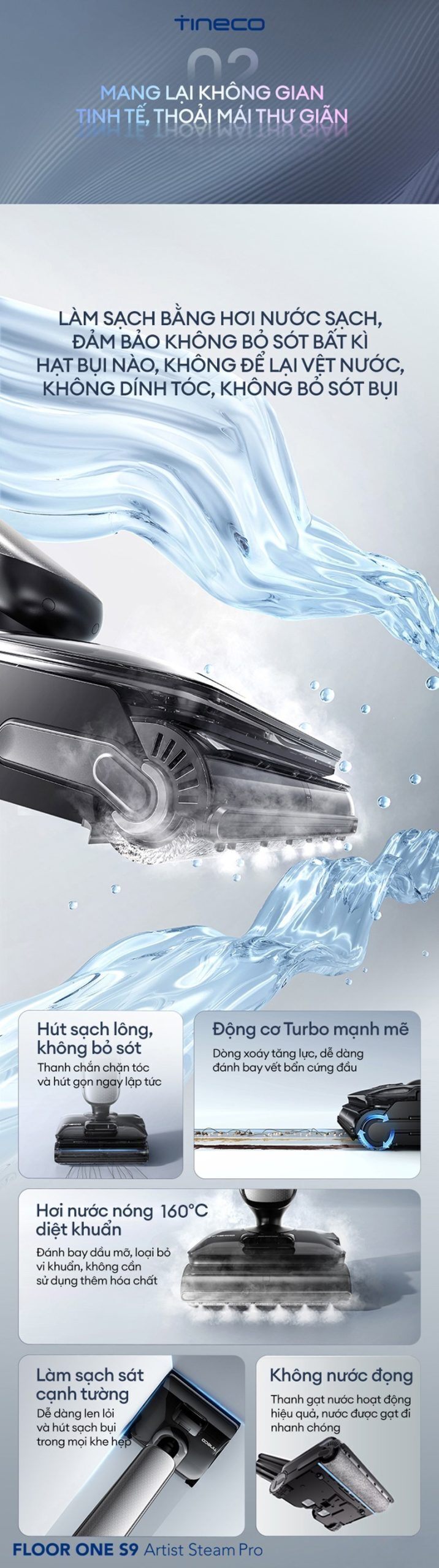 máy hút bụi lau sàn khô ướt tineco s9 artist steam pro