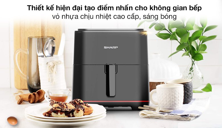 nồi chiên không dầu sharp 7 lít kf-af70ev-bk