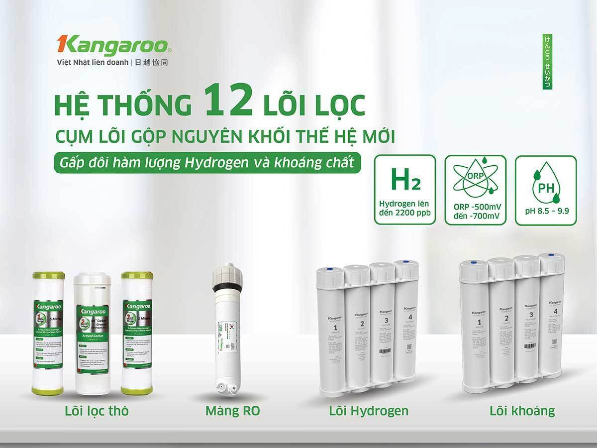 máy lọc nước kangaroo hydrogen ion kiềm nóng lạnh kg12s11-e3