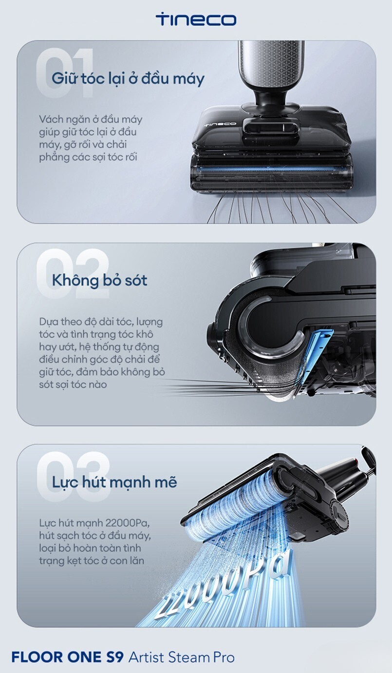 máy hút bụi lau sàn khô ướt tineco s9 artist steam pro