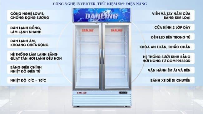 tủ mát darling dl-7000a3 630 lít inverter