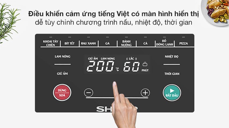 nồi chiên không dầu sharp 7 lít kf-af70ev-bk