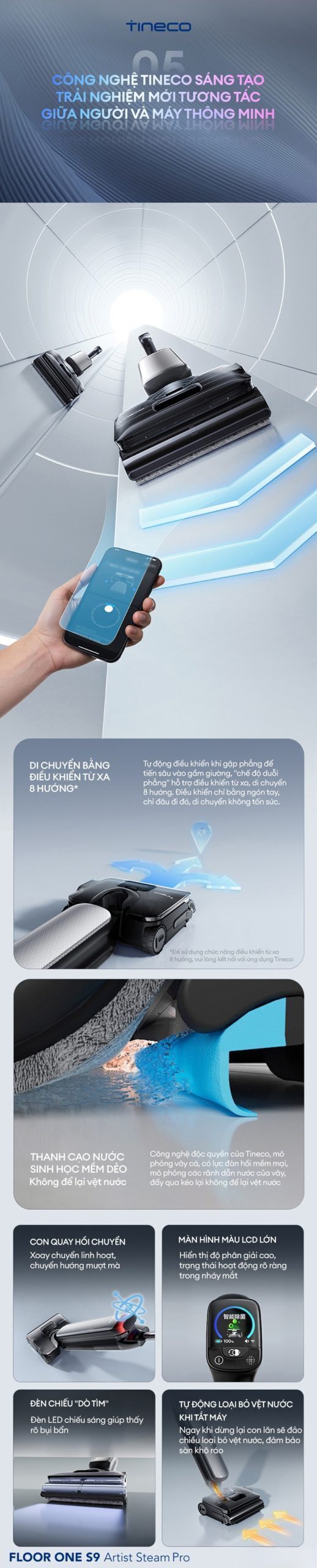máy hút bụi lau sàn khô ướt tineco s9 artist steam pro