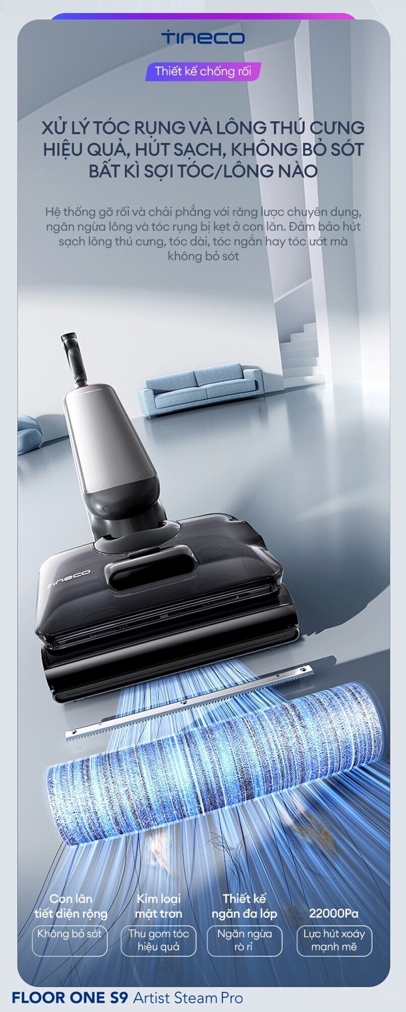 máy hút bụi lau sàn khô ướt tineco s9 artist steam pro