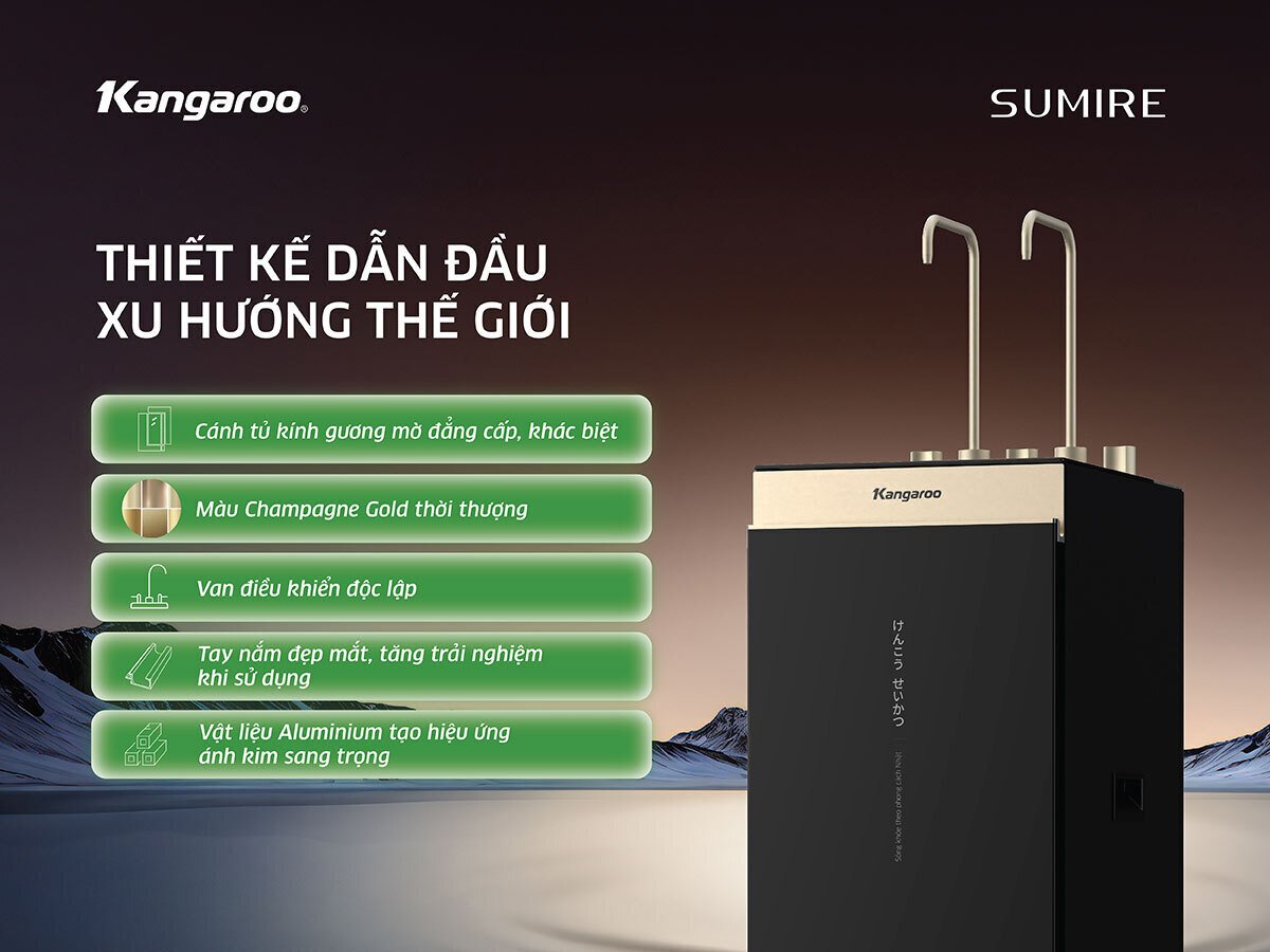 máy lọc nước ro nóng nguội lạnh hydrogen ion kiềm kangaroo sumire kghc12a3 12 lõi