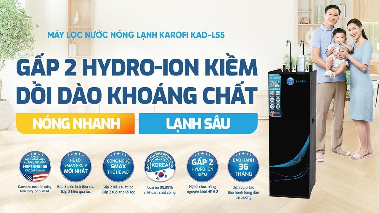 máy lọc nước nóng lạnh karofi kad-m55