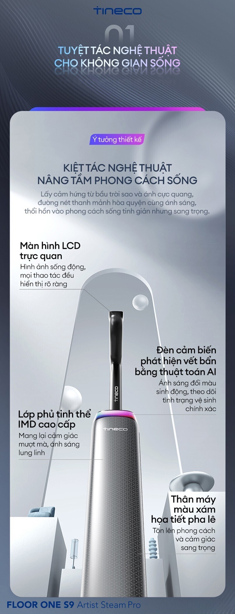 máy hút bụi lau sàn khô ướt tineco s9 artist steam pro