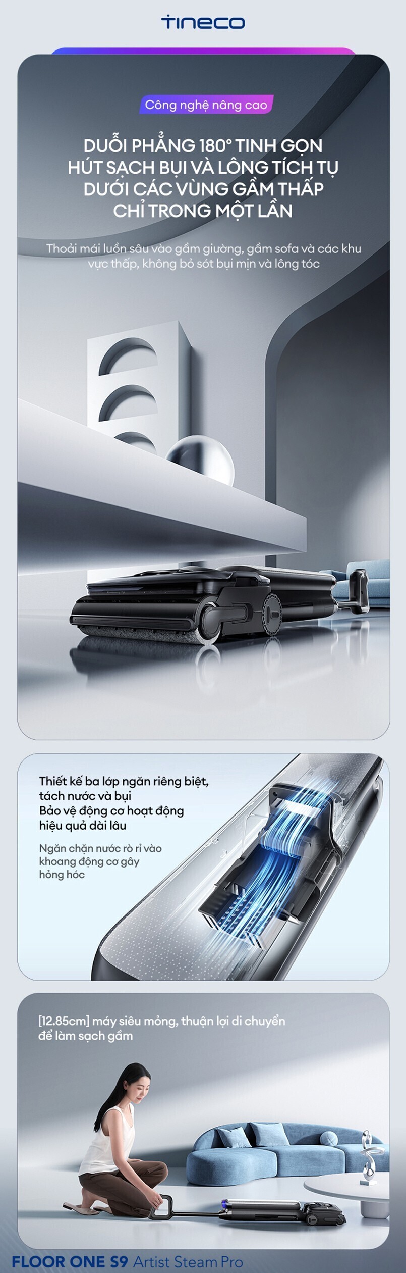 máy hút bụi lau sàn khô ướt tineco s9 artist steam pro
