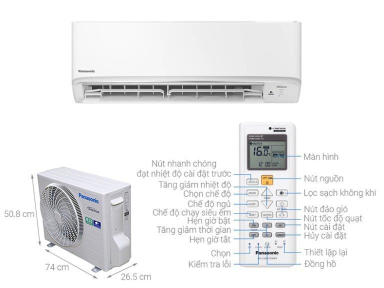 máy lạnh panasonic inverter 2.5 hp cu/cs-ru24ckh-8d
