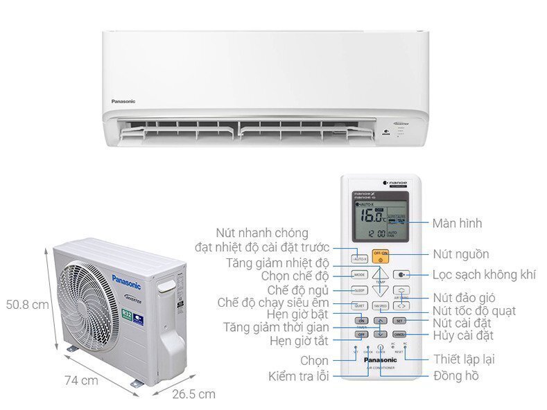 máy lạnh panasonic 1.5hp inverter cu/cs-ru12ckh-8d