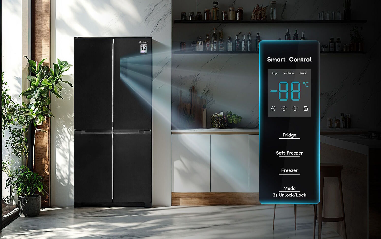 tủ lạnh casper inverter 432 lít rm-e432pbs