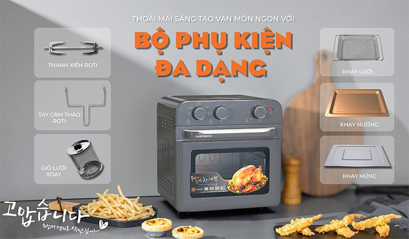 nồi chiên không dầu hawonkoo afh-180-pk - màu hồng