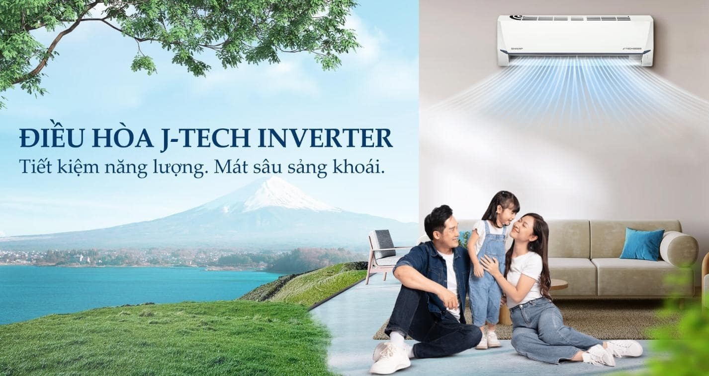 điều hòa sharp 1 chiều inverter 9.000btu ah-x10cew