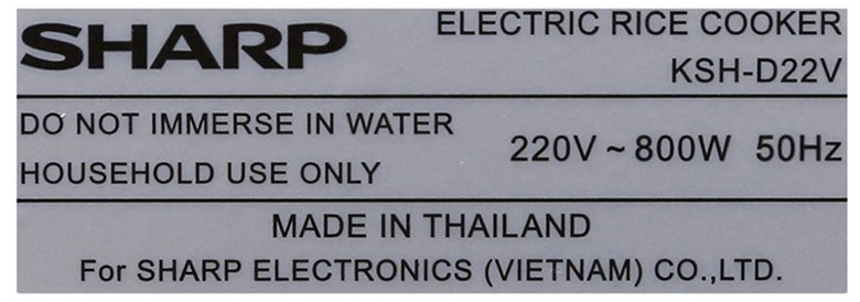nồi cơm nắp rời sharp 2.2 lít ksh-d22v
