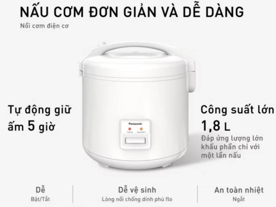nồi cơm điện panasonic sr-ma181wra (1.8 lít)