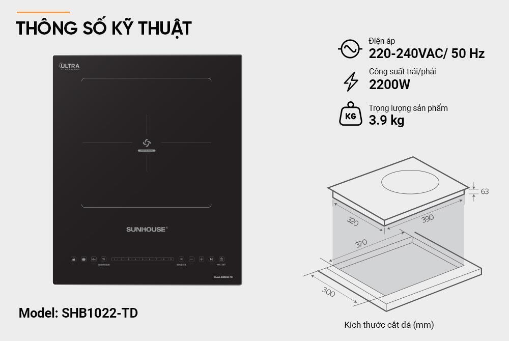 bếp điện từ đơn sunhouse shb1022-td