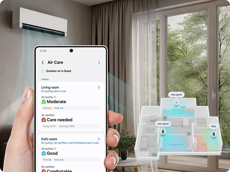 máy lạnh samsung inverter windfree ai 18.000btu ar70h18d1bwnsv