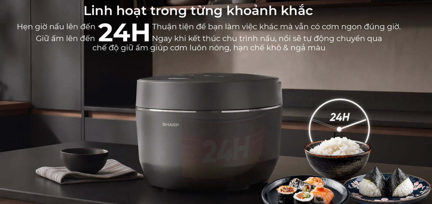 nồi cơm điện áp suất cao tần sharp ks-xw181v-s 1.8 lít