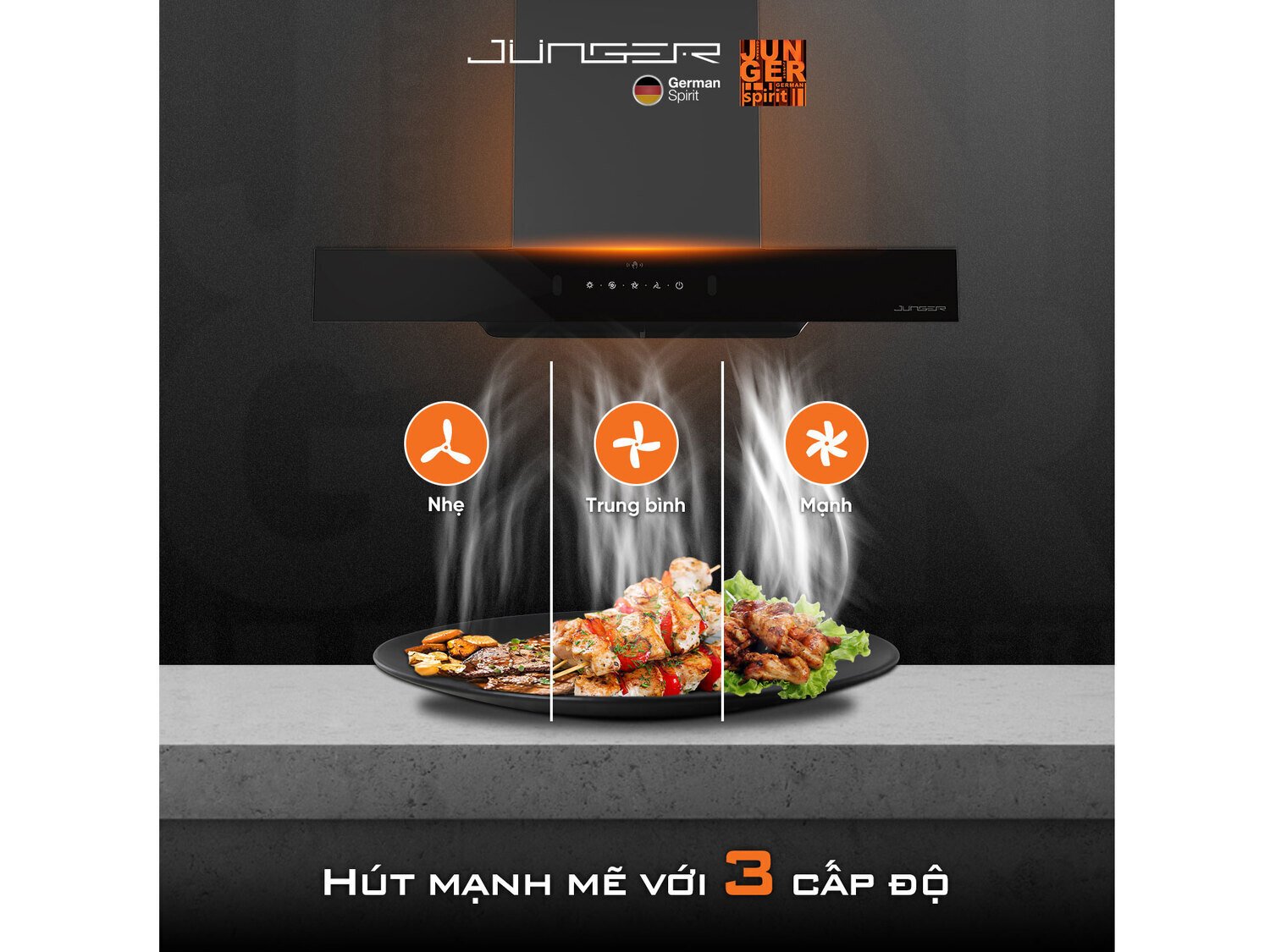 máy hút mùi vẫy tay junger hrj-901