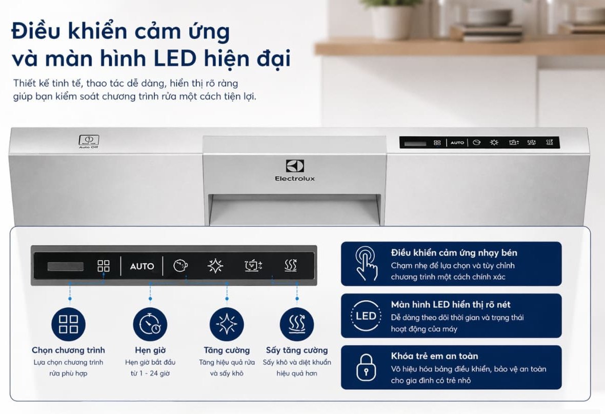 máy rửa bát độc lập 13 bộ electrolux comfortlift eff9392sxa