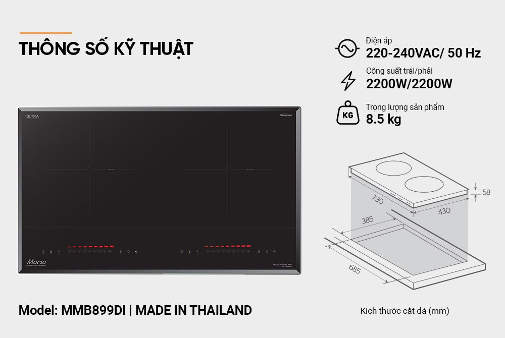 bếp đôi điện từ sunhouse mama mmb899di