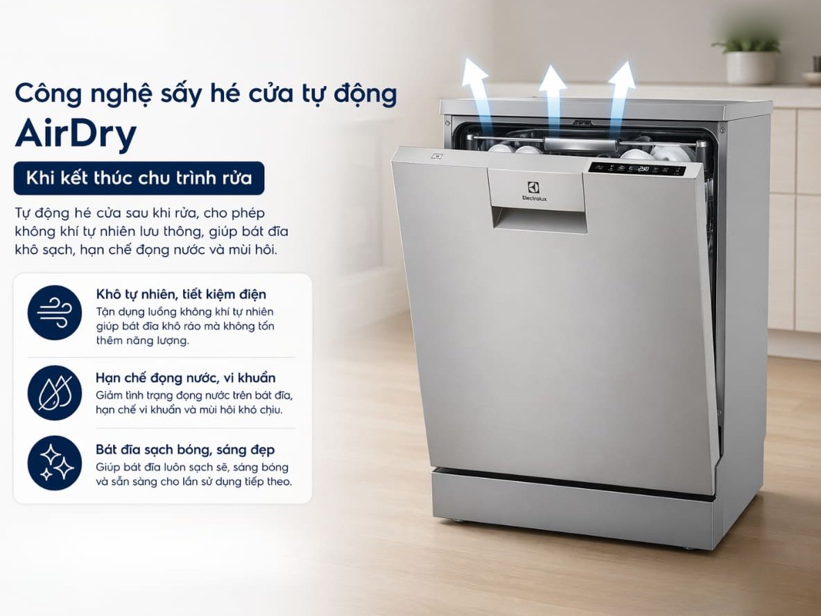 máy rửa bát độc lập 13 bộ electrolux comfortlift eff9392sxa